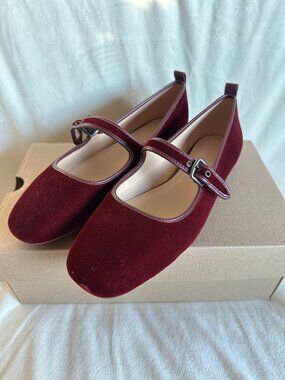 NIB Coach C Rivet Mary Jane Velvet Women Shoes Burgundy/Merlot CCG46 SZ US9/EU40